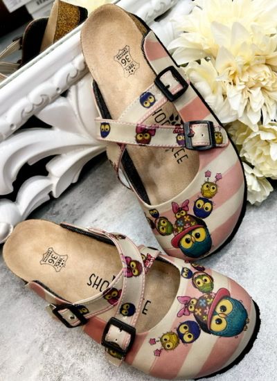 Patterned women clogs PUFFY OWLS - MULTICOLOR