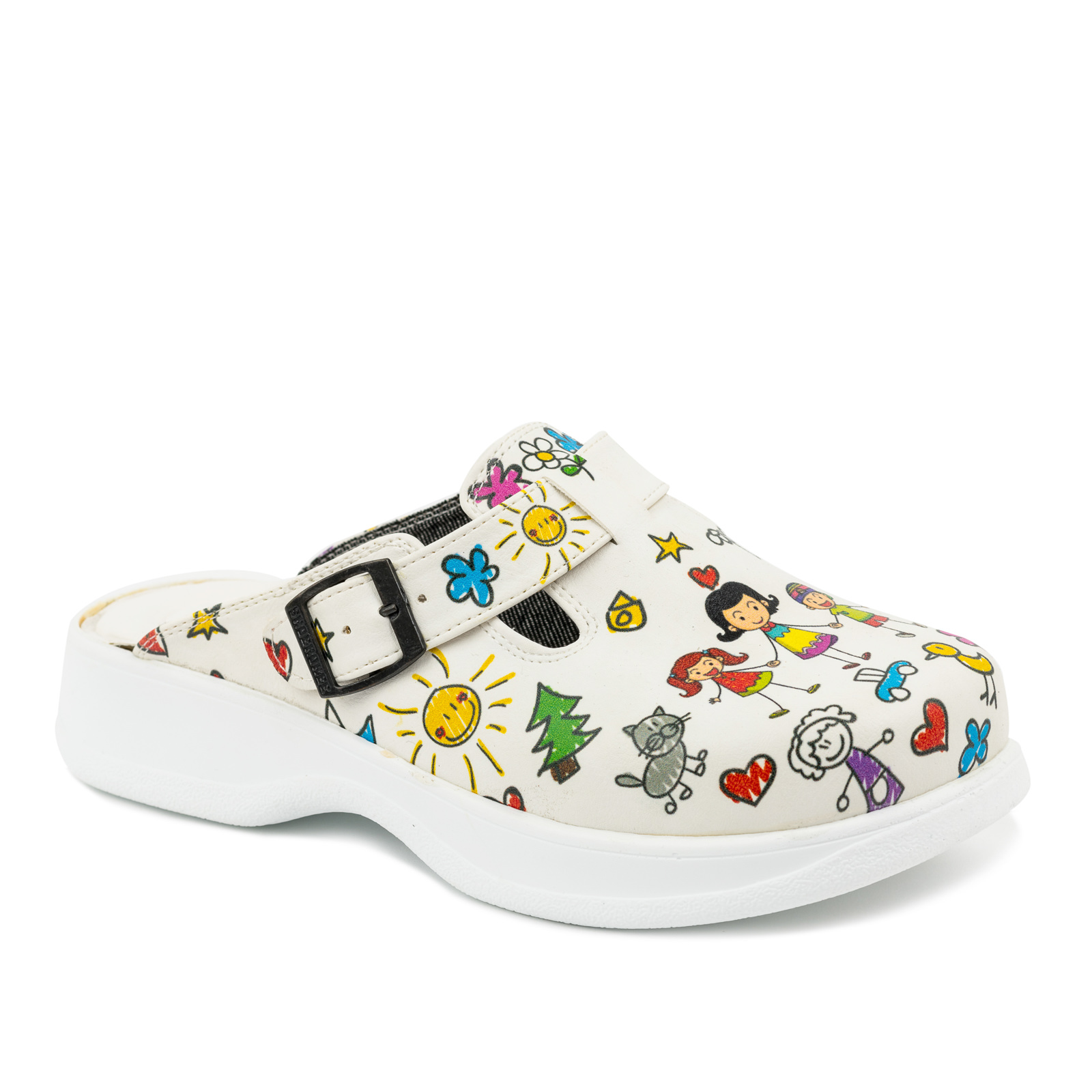 Patterned women clogs A015 - FAMILY - WHITE