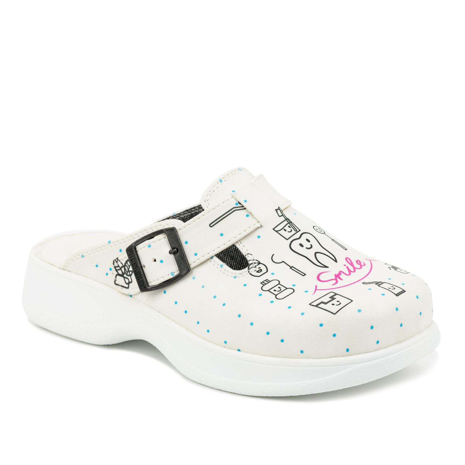 Patterned women clogs A016 - DENTIST - WHITE