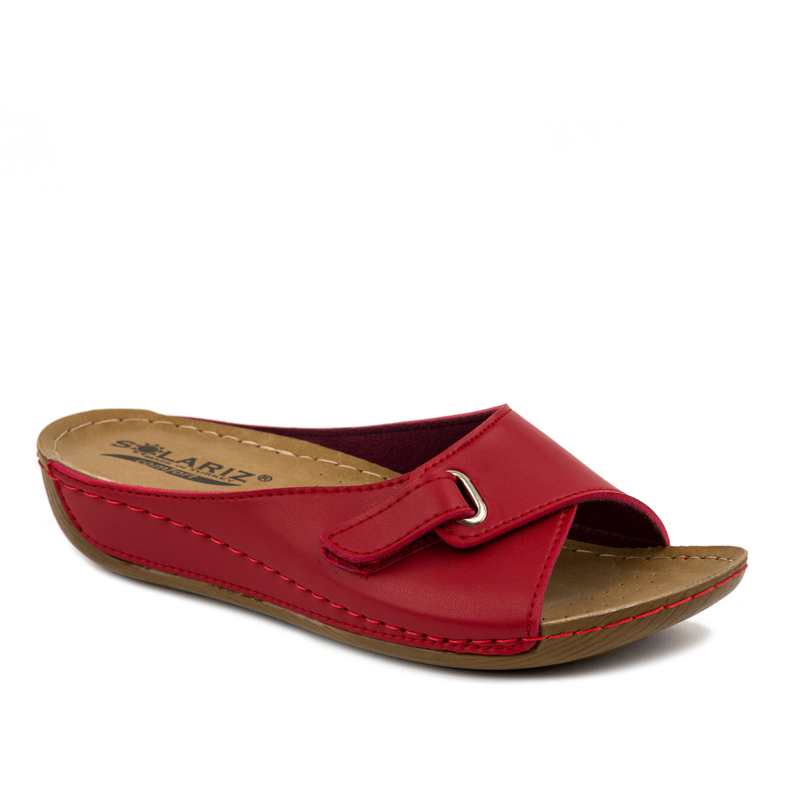 ANATOMICAL SLIPPERS WITH HIGHER SOLE AND VELCRO BAND -  RED