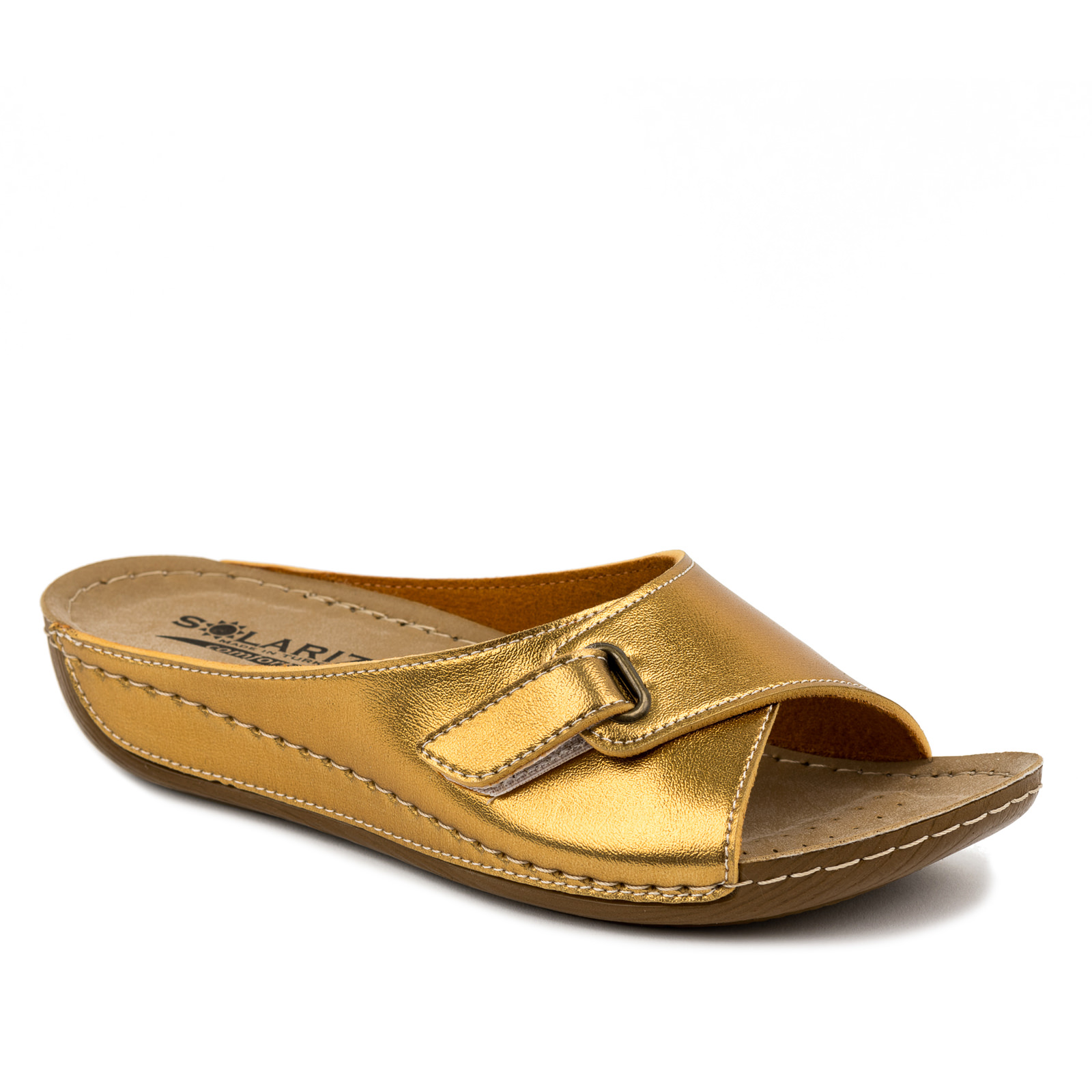 ANATOMICAL SLIPPERS WITH HIGHER SOLE AND VELCRO BAND -  CHAMPAGNE
