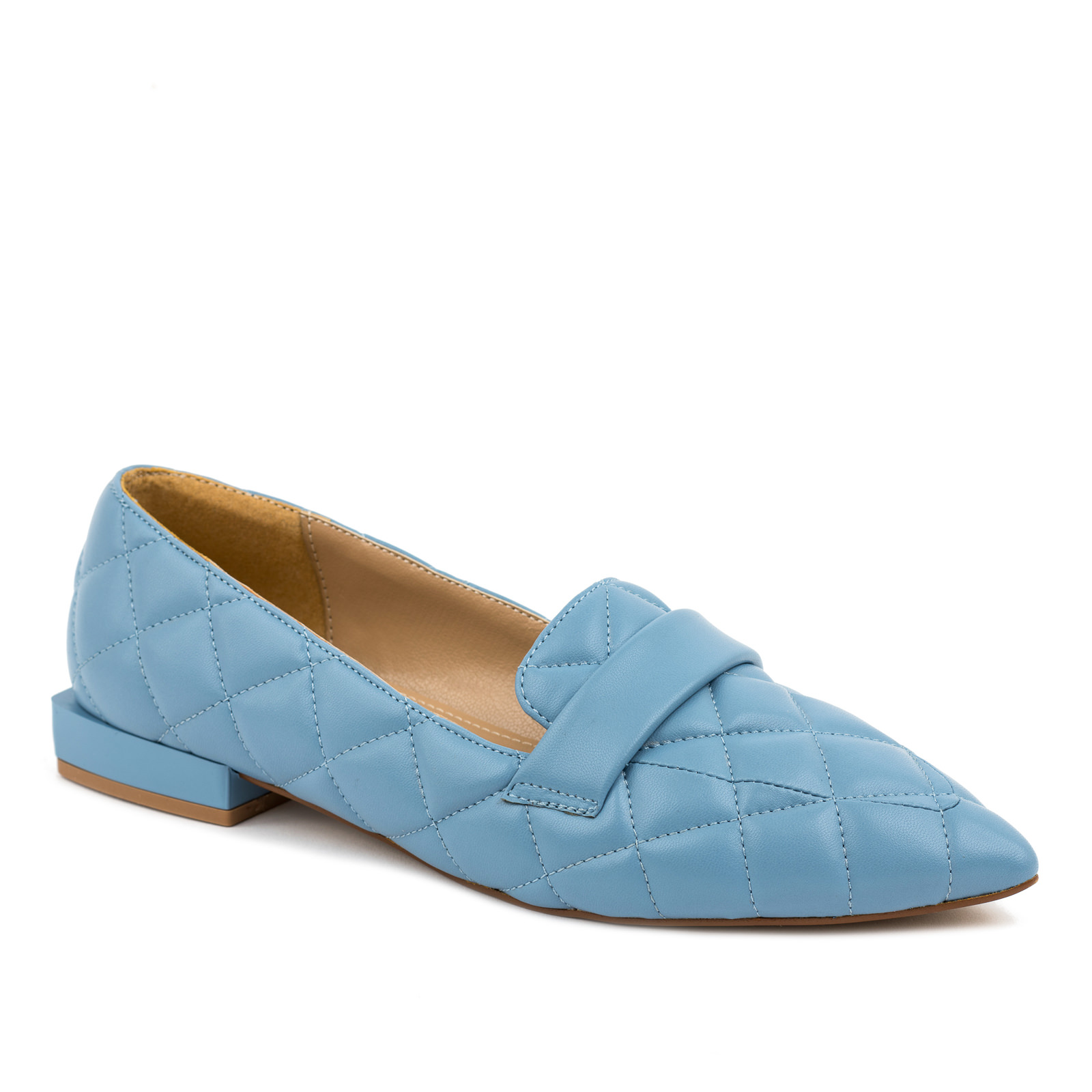 POINTED BALLET FLATS WITH BELT - BLUE