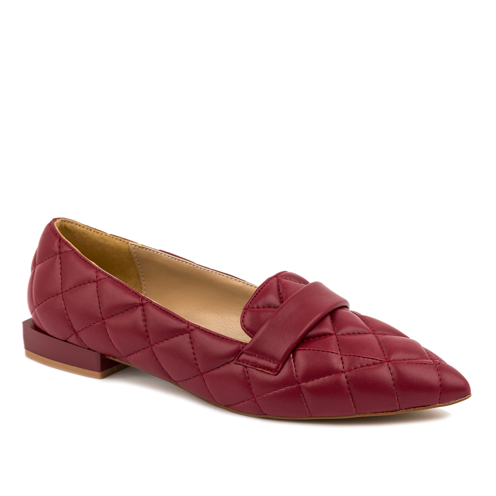 POINTED BALLET FLATS WITH BELT - MAROON
