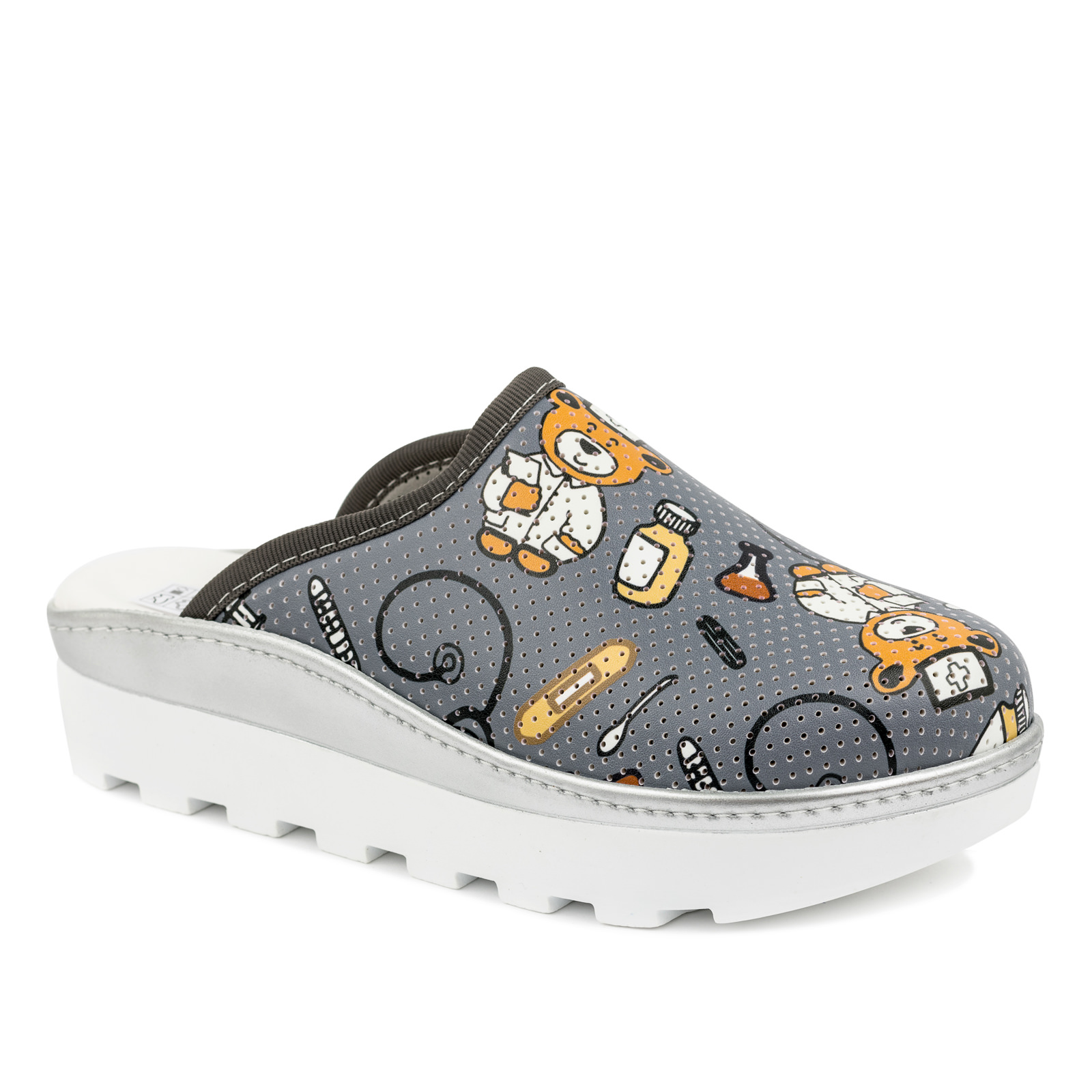 Patterned women clogs A042 - DOCTOR - GREY