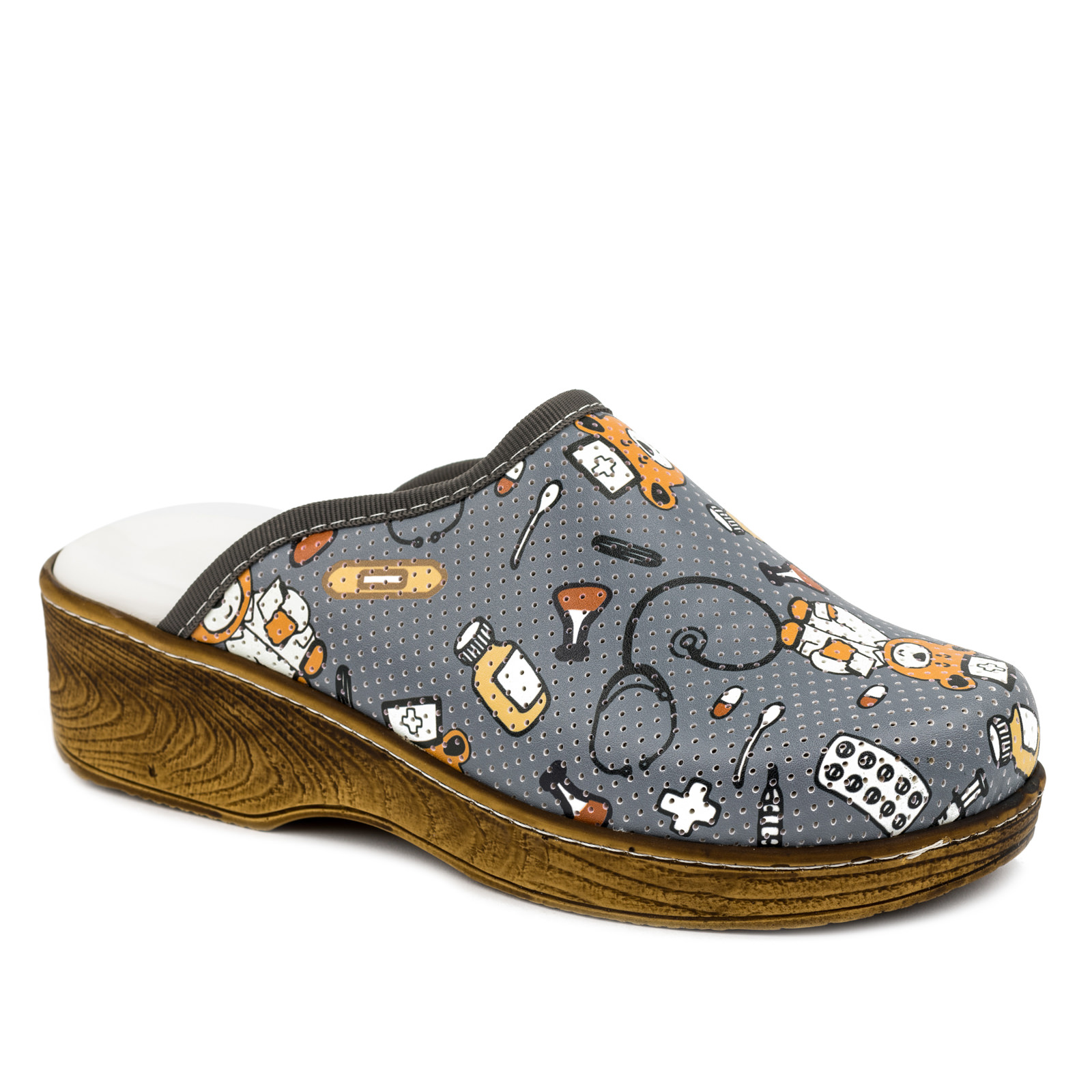Patterned women clogs A044 - DOCTOR - GREY