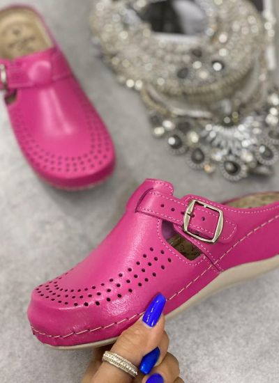 HIGH SOLE ANATOMIC LEATHER CLOGS  - PINK