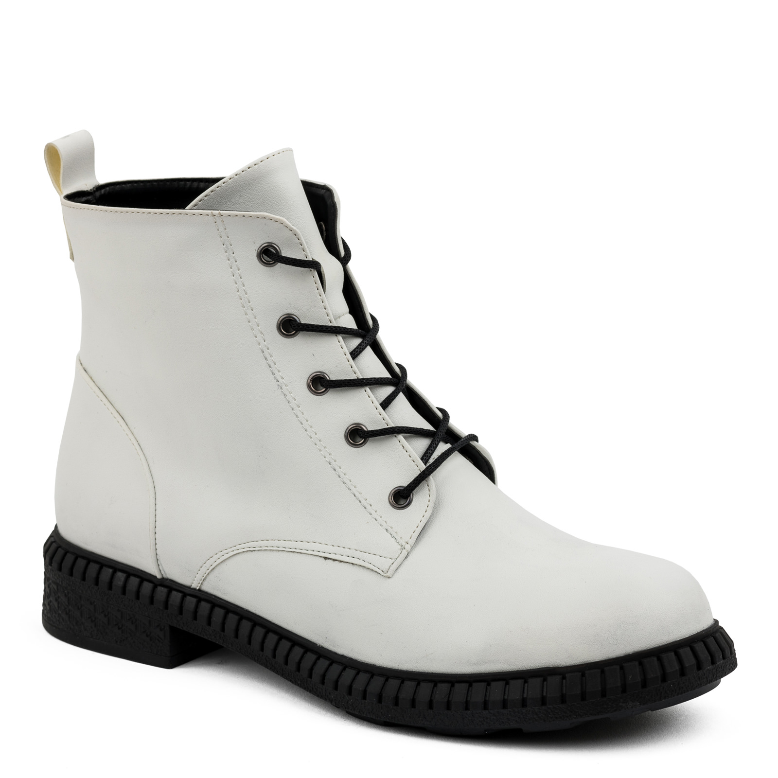 LACE UP ANKLE BOOTS - WHITE