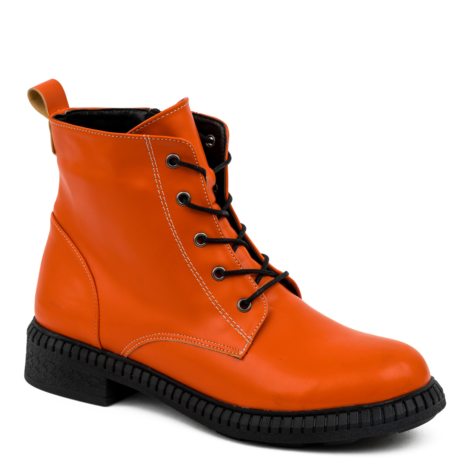 LACE UP ANKLE BOOTS - ORANGE