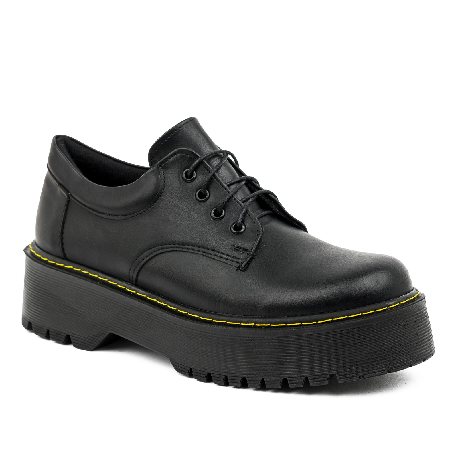 OXFORD SHOES WITH YELLOW SEAM - BLACK