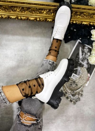 LACE UP SHOES WITH HIGH SOLE - WHITE