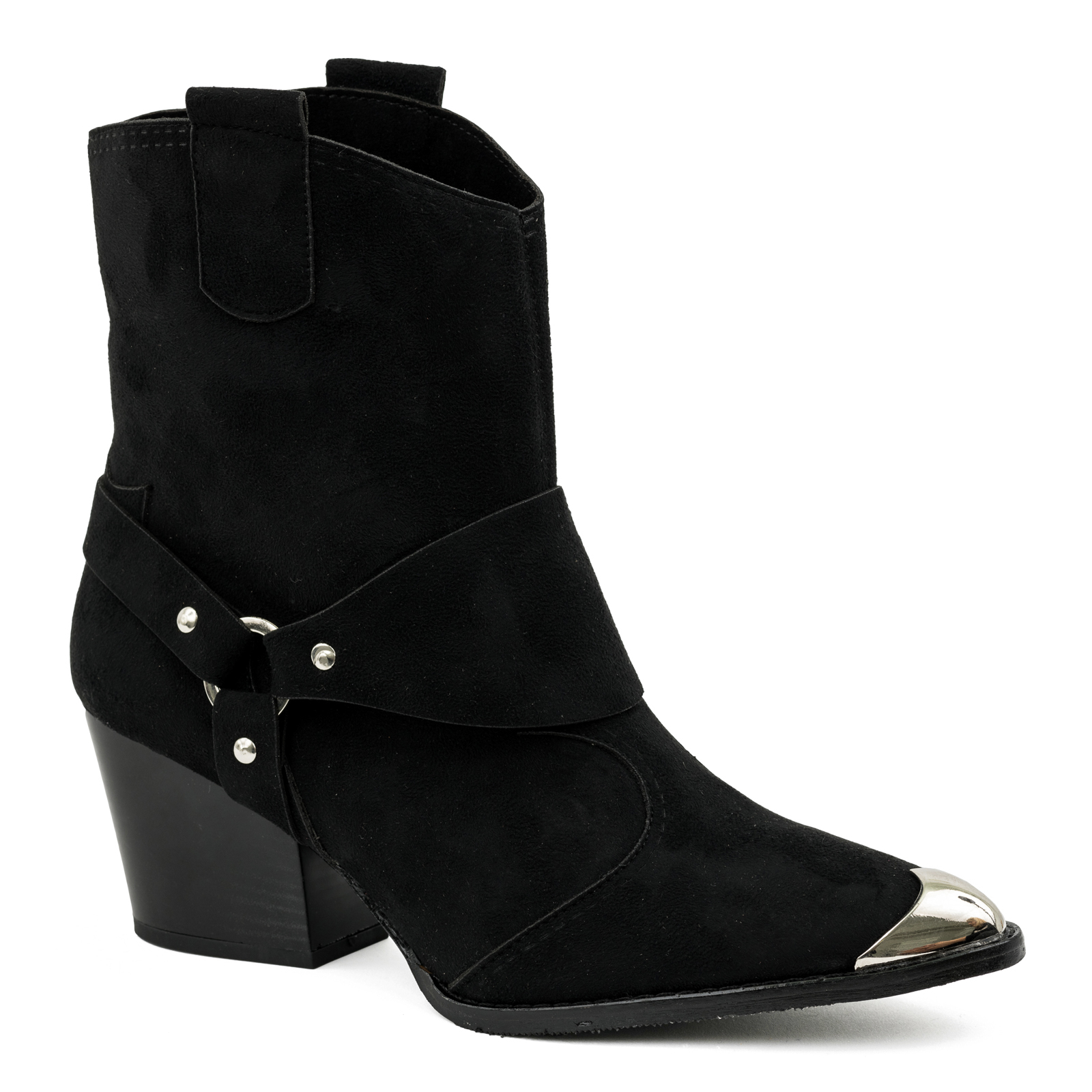 VELOUR COWGIRL SPIKE WITH RIVETS - BLACK
