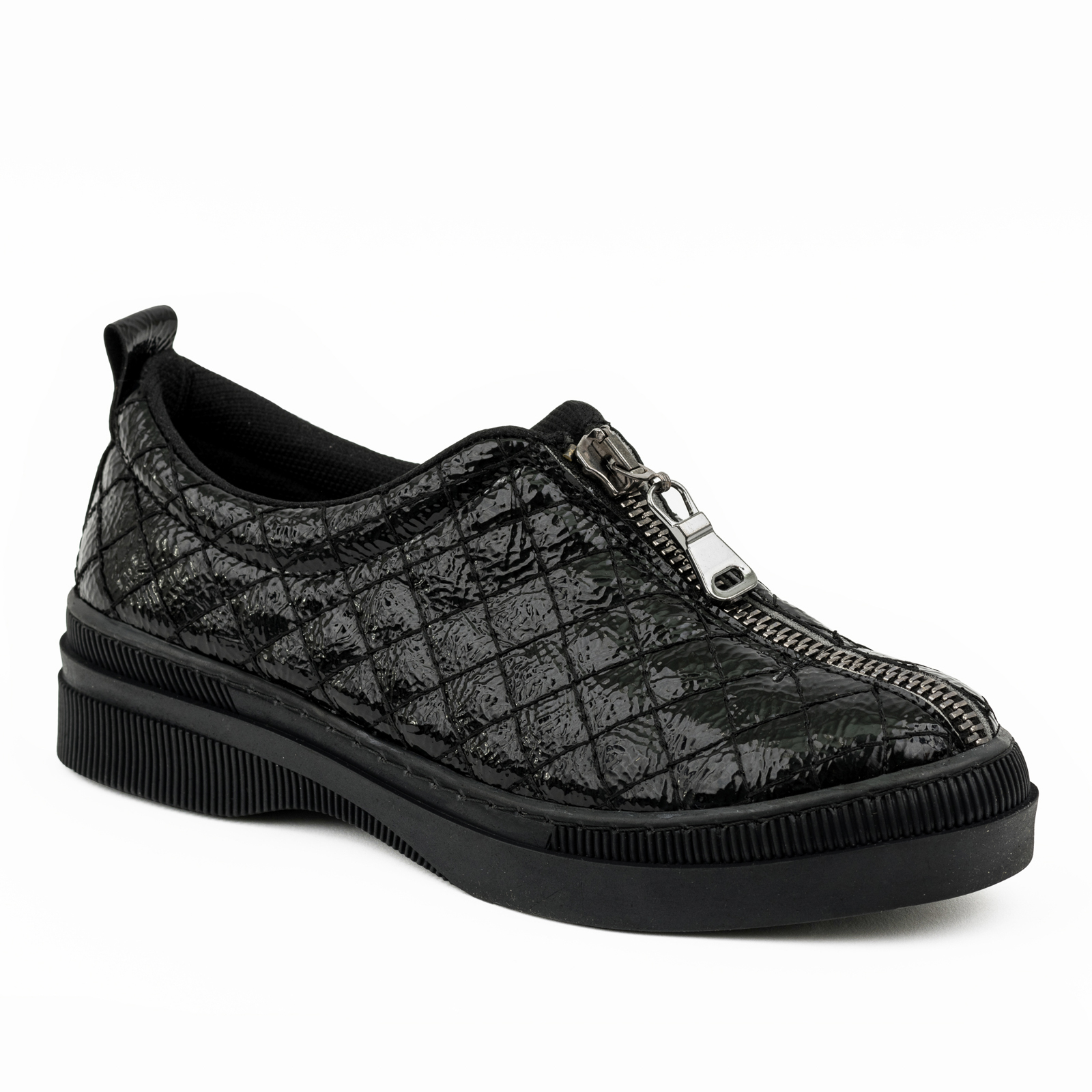 SEW SNEAKERS WITH ZIPPER - BLACK
