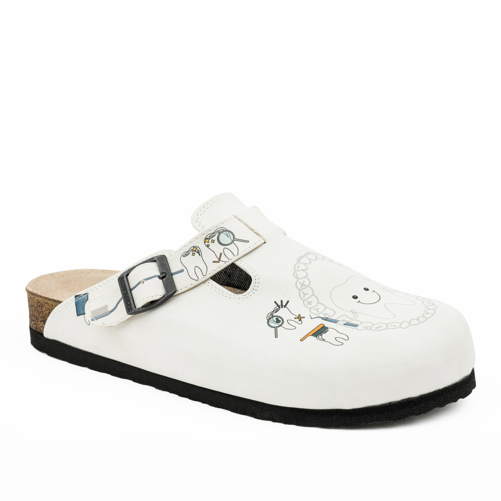 Patterned women clogs A022 - DENTIST - WHITE