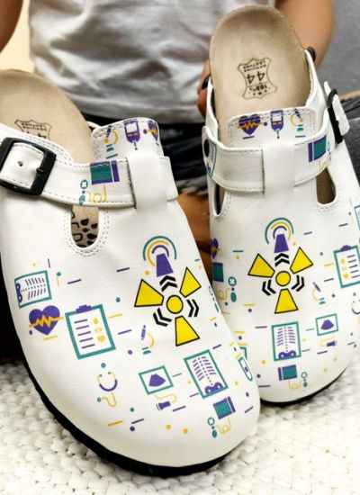 Patterned women clogs RADIOLOGIST - WHITE