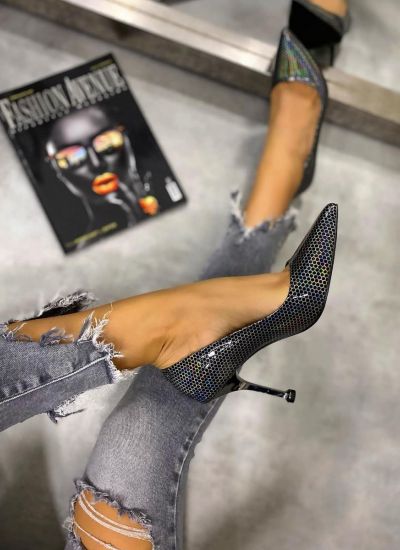 HOLOGRAM STILETTO SHOES WITH THIN SILVER HEEL