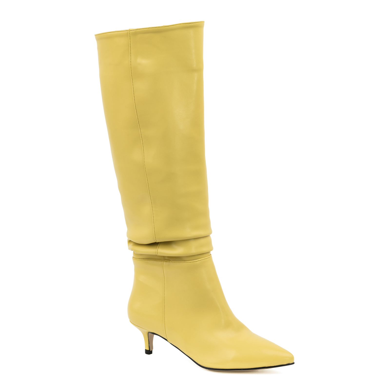 SPIKE WRINKLED BOOTS THIN HEEL - YELLOW