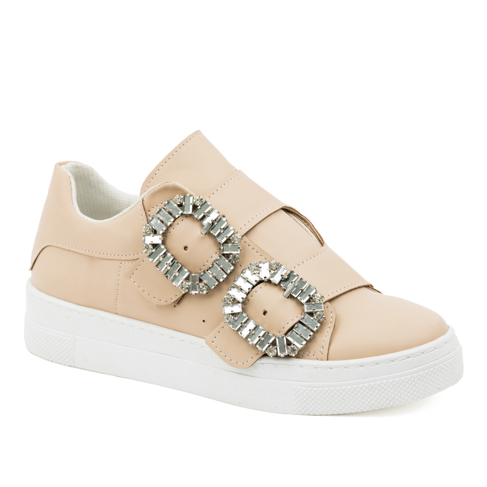 SNEAKERS WITH CLIPS AND BELTS  - BEIGE