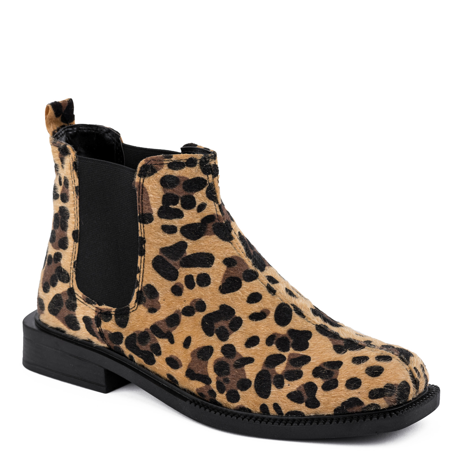 LEOPARD FLAT ANKLE BOOTS WITH RUBBER