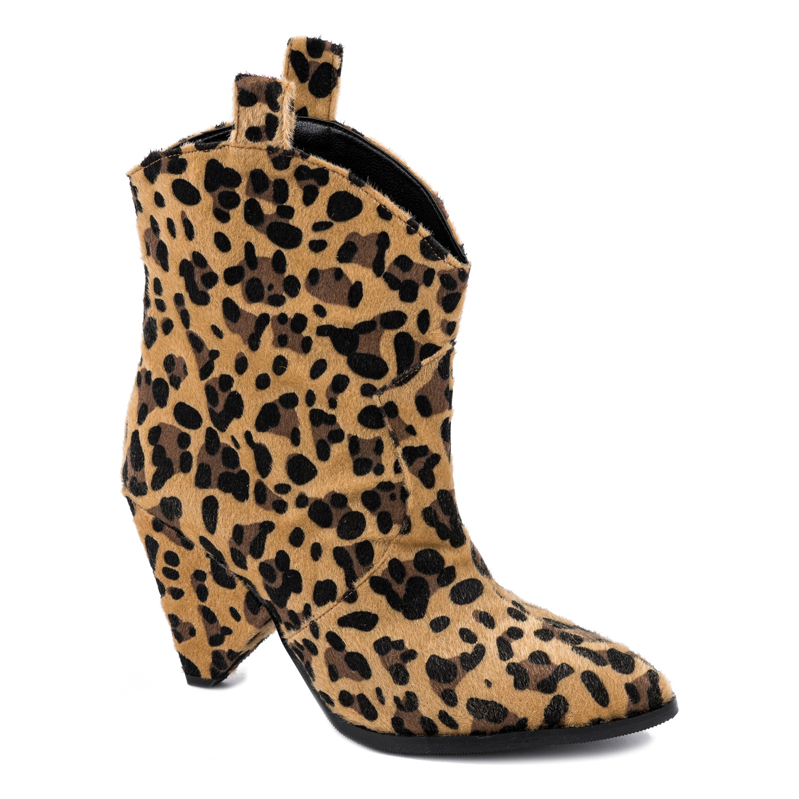 LEOPARD ANKLE BOOTS WITH BLOCK HEEL 