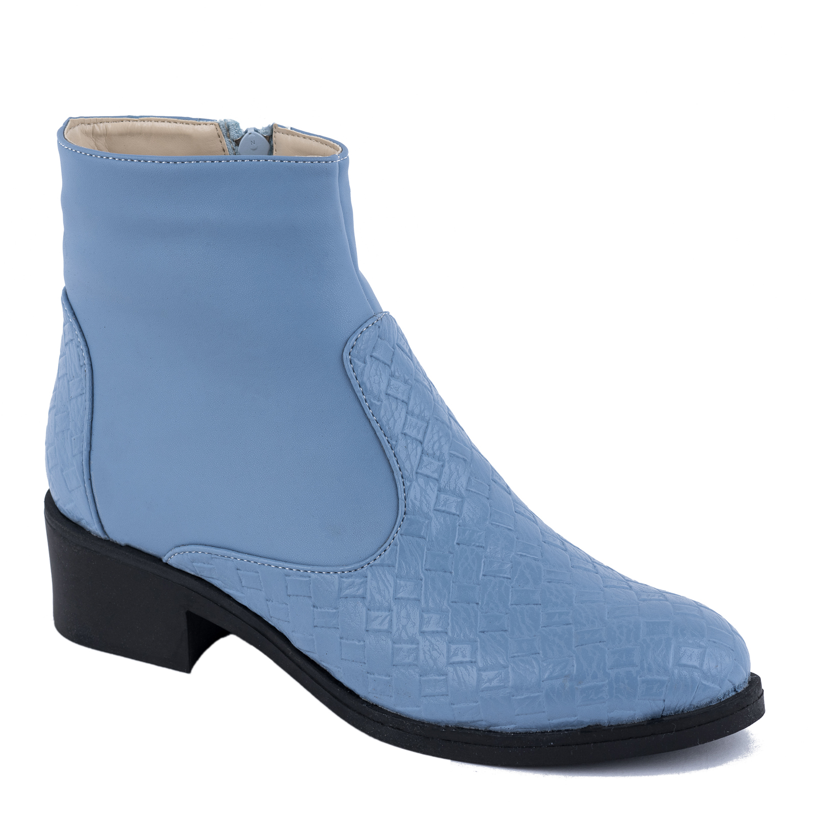 ANKLE BOOTS WITH LOW BLOCK HEEL - BLUE