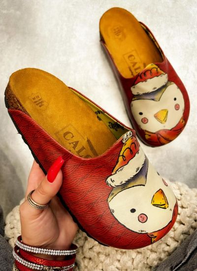 Patterned women clogs PINGUIN - RED