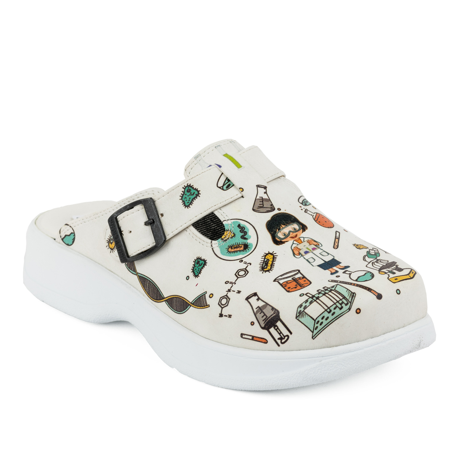 Patterned women clogs A097 - LAB - WHITE