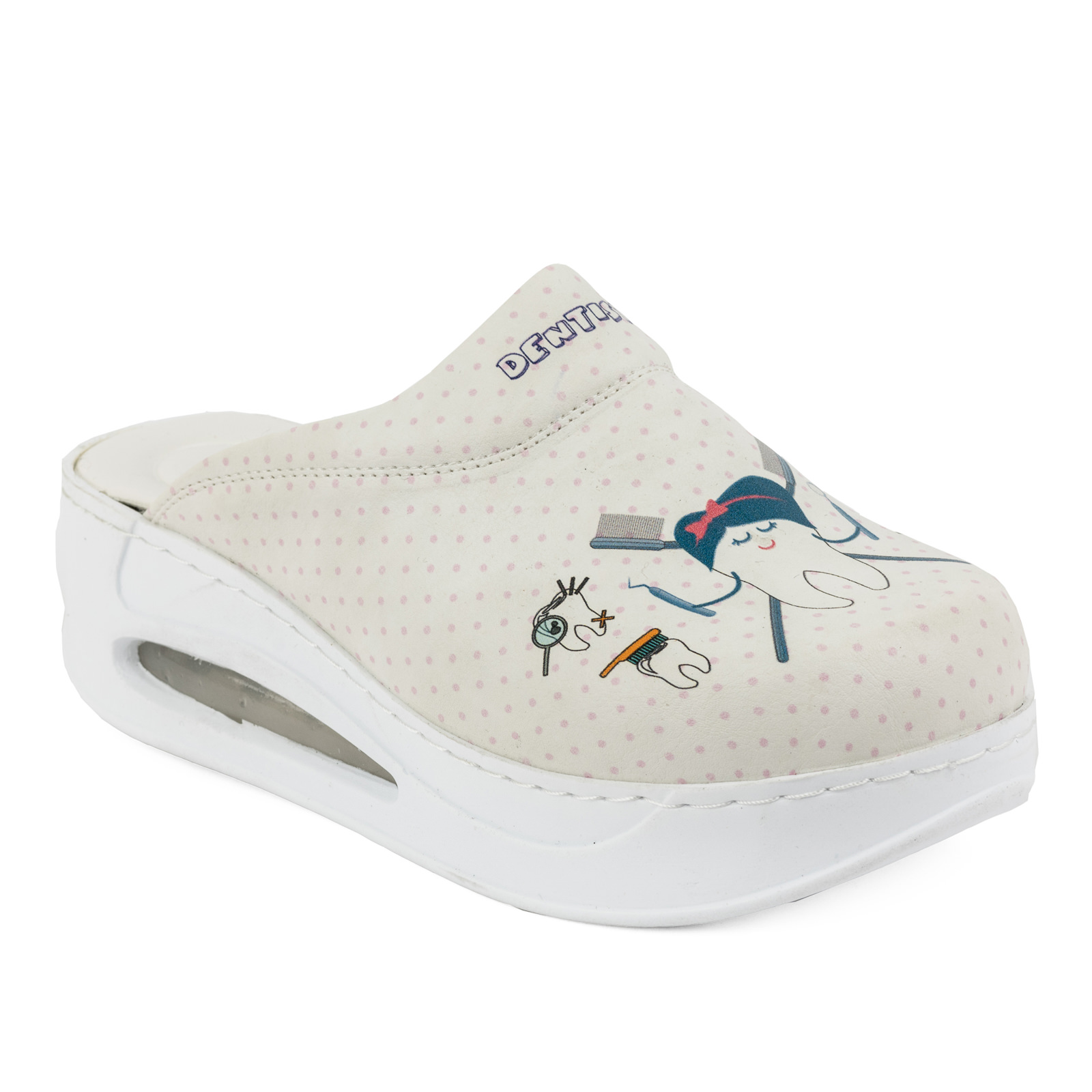 Patterned women clogs A102 - DENTIST AIR - WHITE