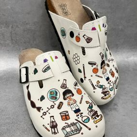 Patterned women clogs A107 - LAB - WHITE