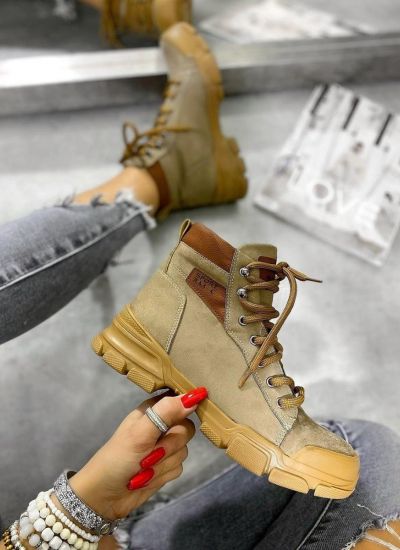 SPORT LACE UP ANKLE BOOTS - BEIGE