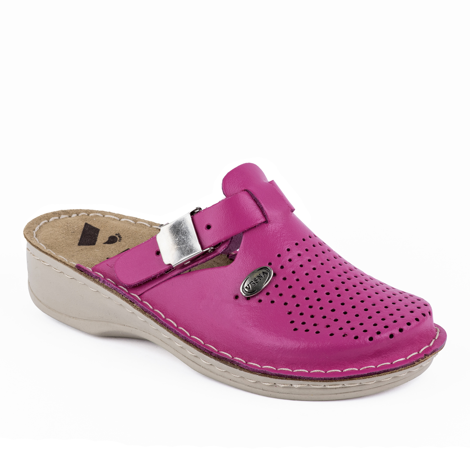 LEATHER ANATOMIC CLOGS - PINK