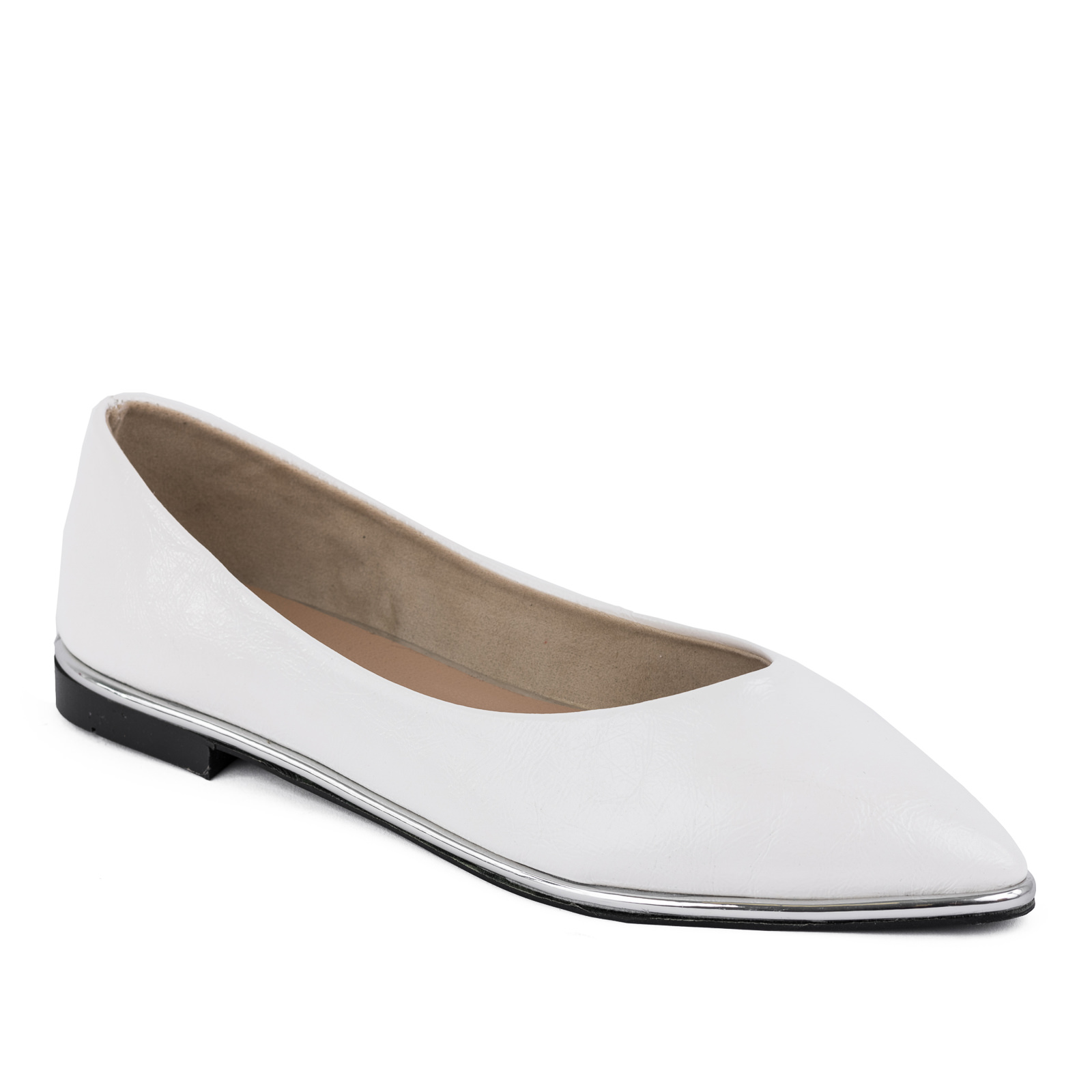 PATENT POINTED FLATS - WHITE