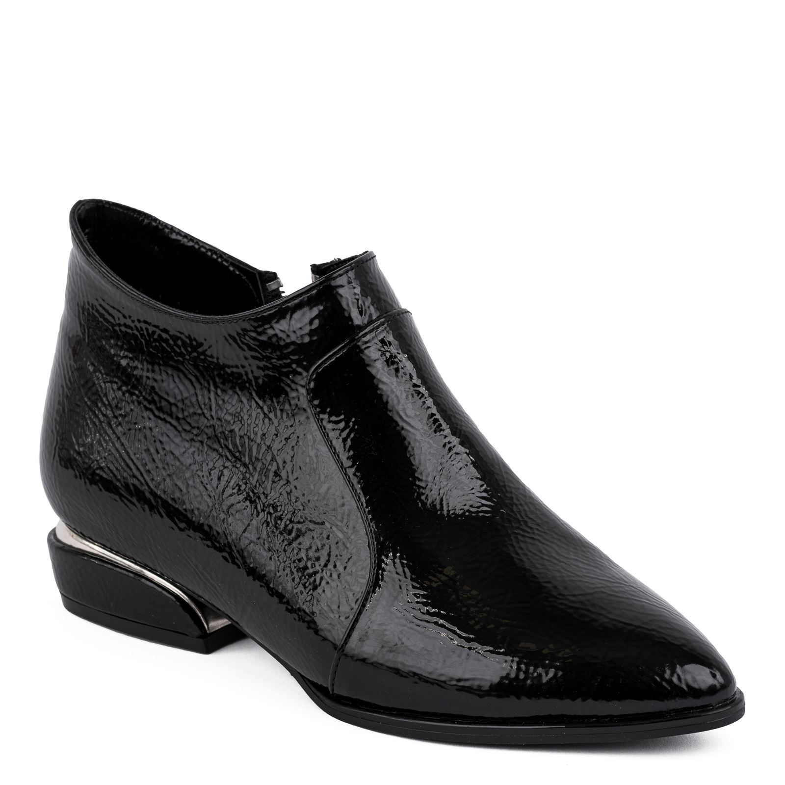 PATENT POINTED DEEP SHOES - BLACK