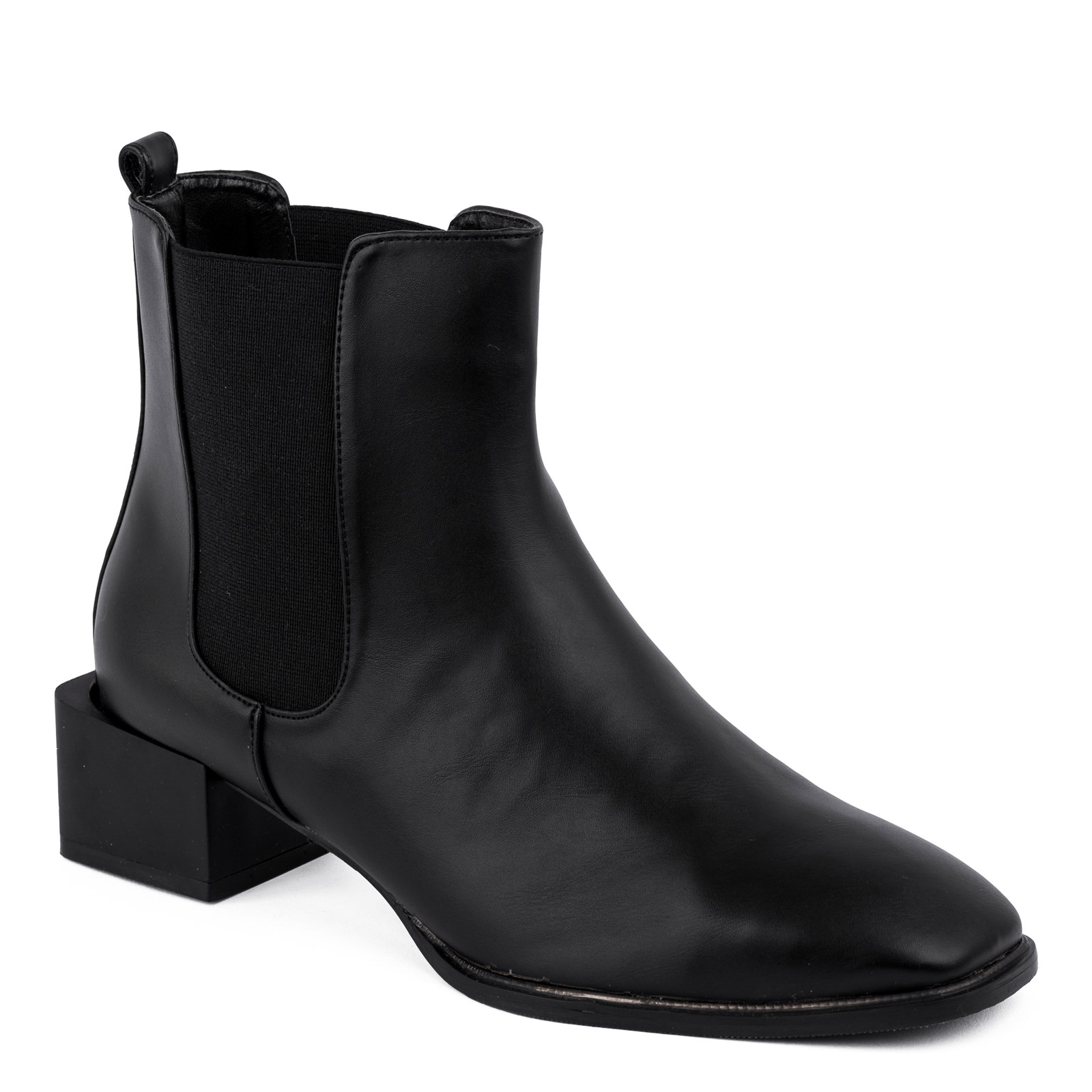 ANKLE BOOTS WITH RUBBER AND LOW BLOCK HEEL - BLACK