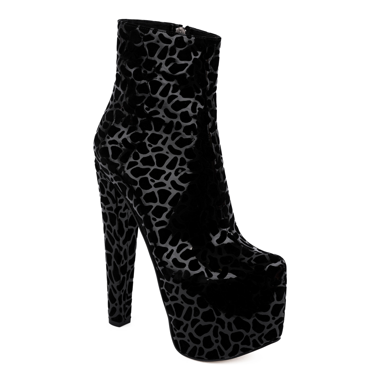 ANKLE PLATFORM BOOTS WITH THICK HEEL - BLACK