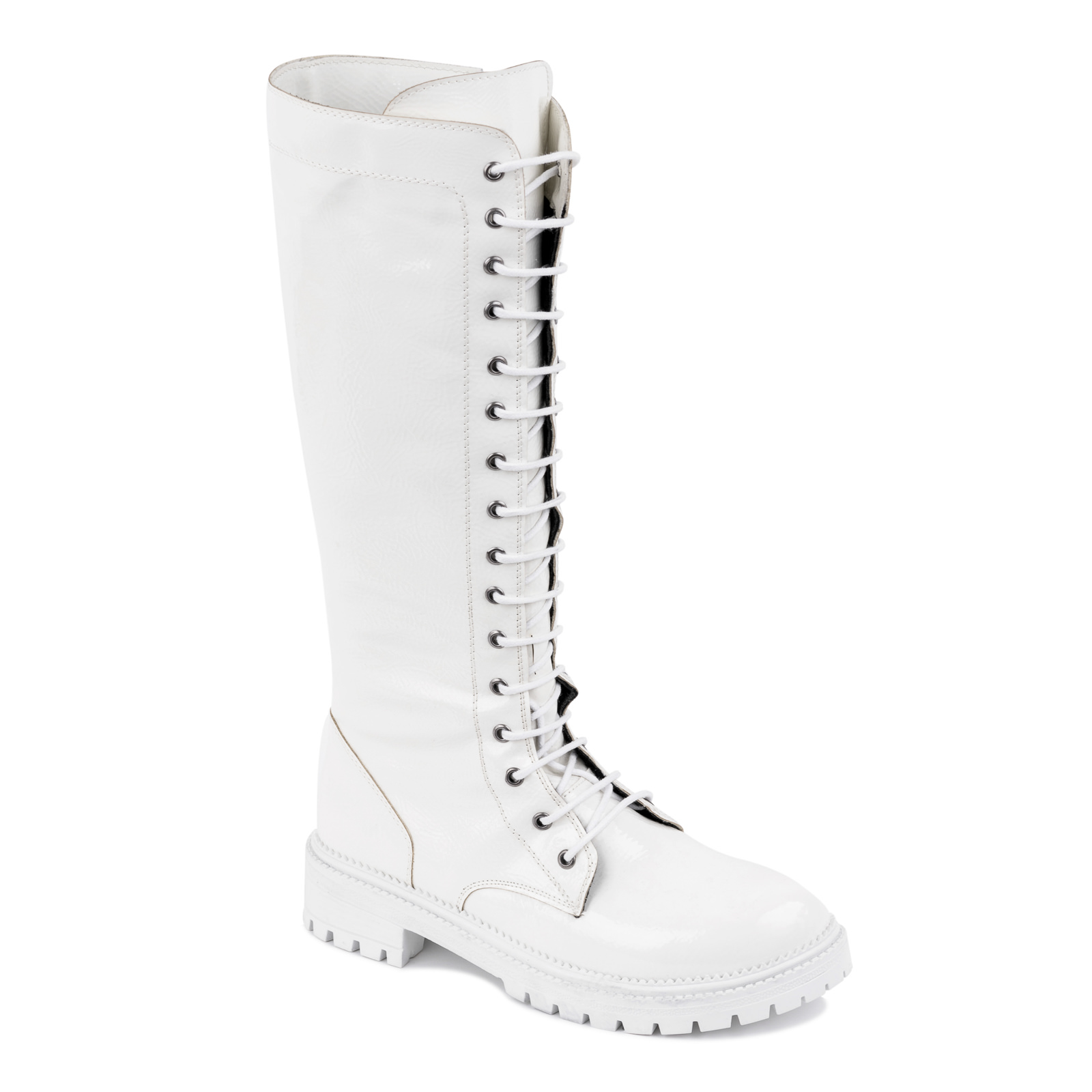 PATENT HIGH CANADIAN BOOTS - WHITE