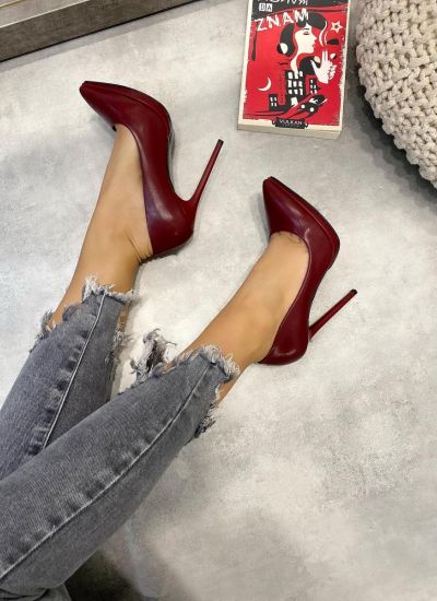 STILETTO SHOES WITH THIN HEEL - MAROON