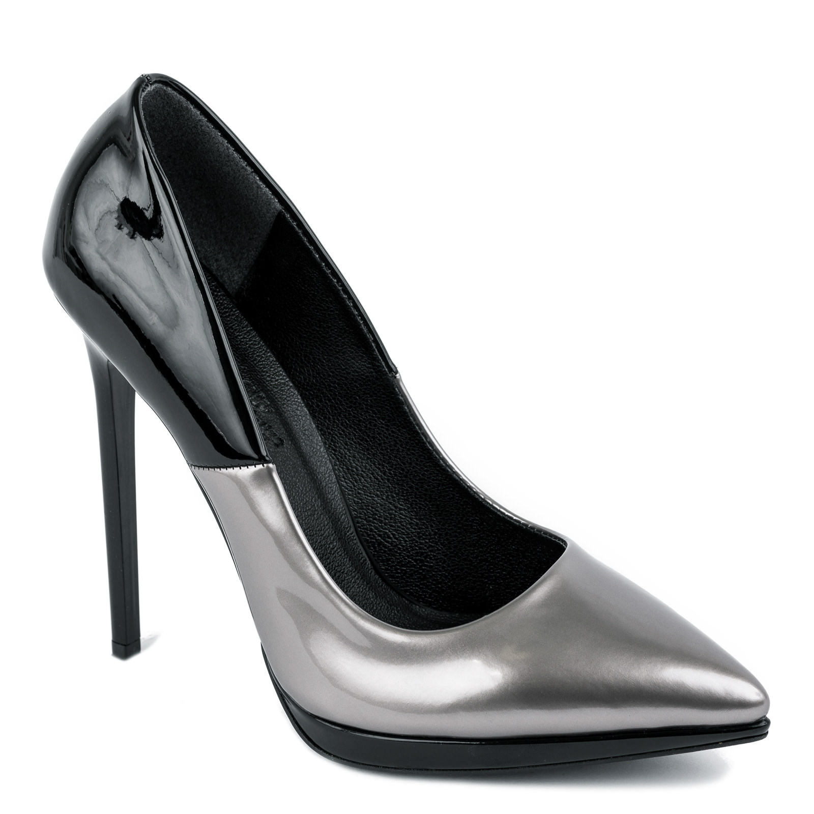 POINTED STILETTO SHOES WITH THIN HEEL - BLACK/GRAPHITE
