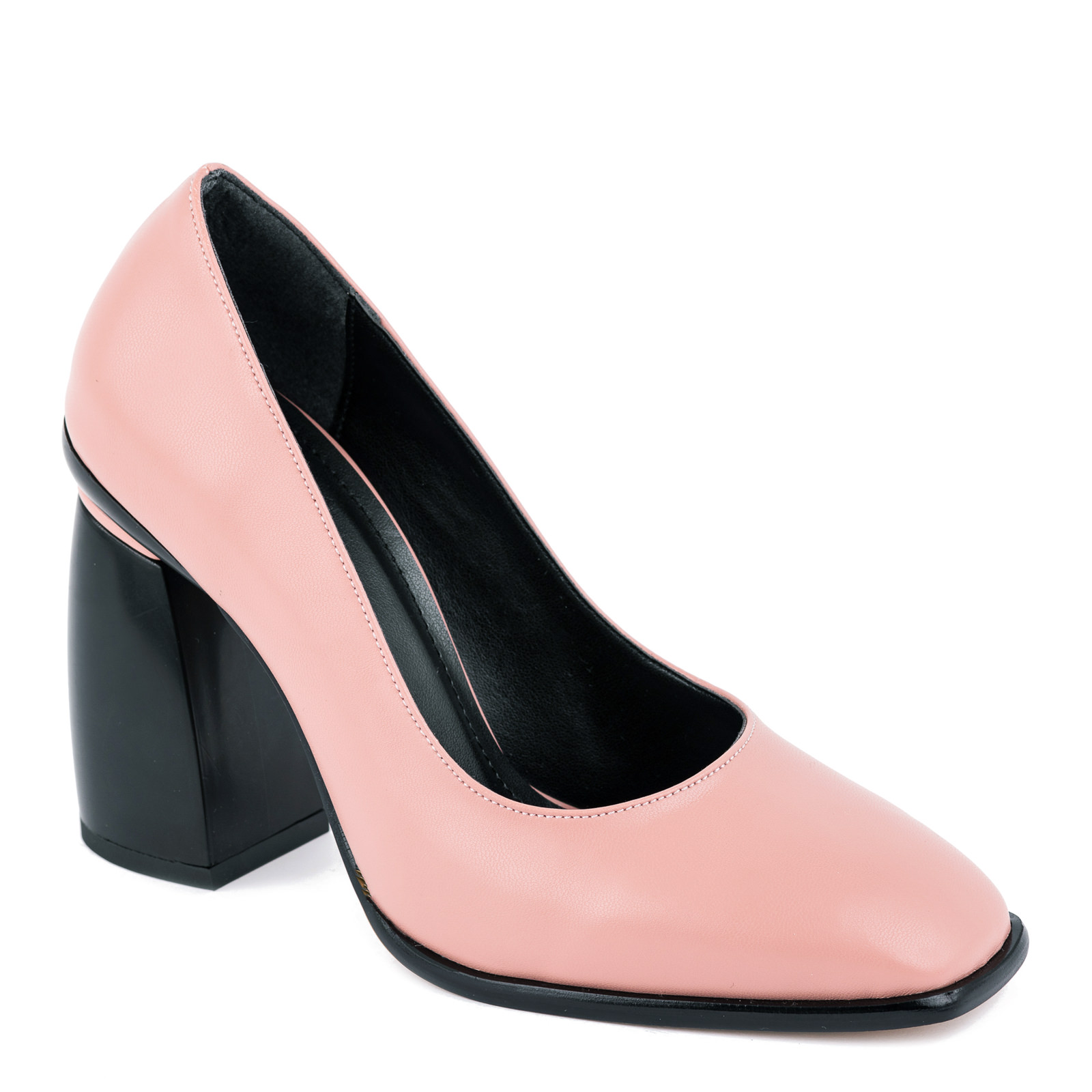 STILETTO SHOES WITH THICK HEEL - ROSE/BLACK
