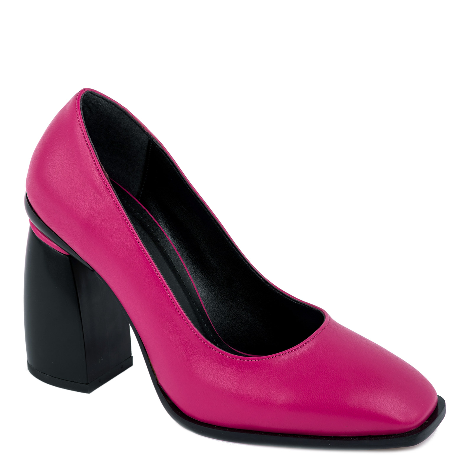 STILETTO SHOES WITH THICK HEEL - PINK/BLACK