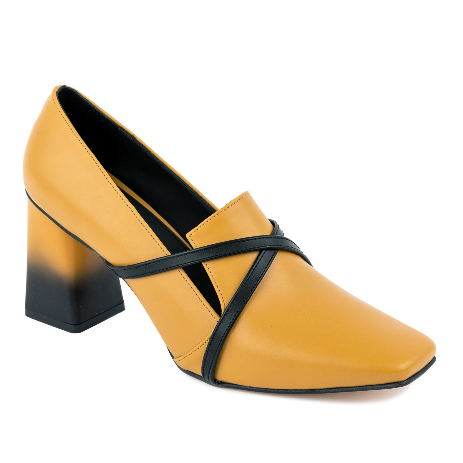 SHOES WITH BLOCK HEEL - YELLOW
