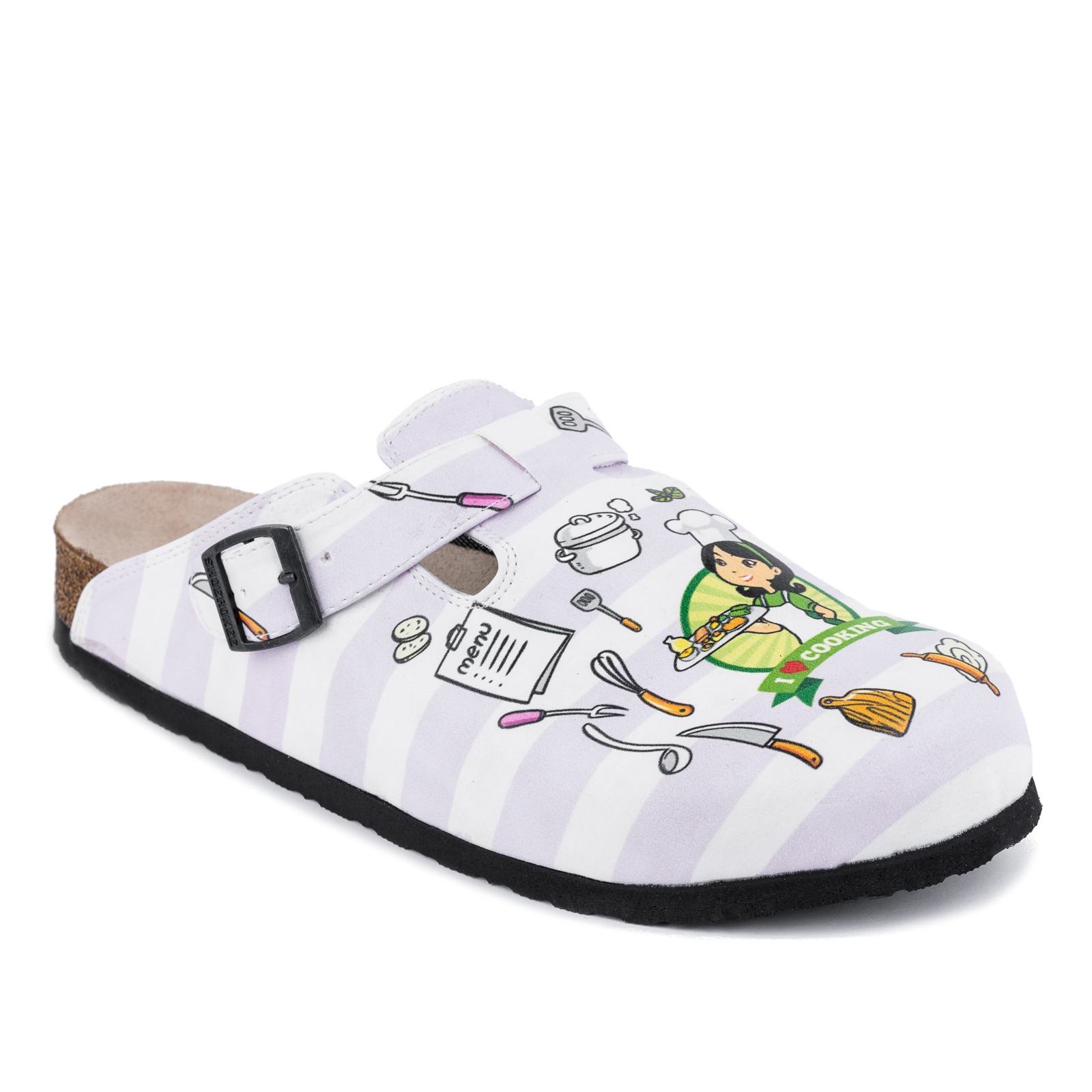 Patterned women clogs A061 - COOK - WHITE