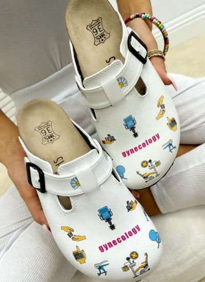 Patterned women clogs GYNECOLOGY - WHITE