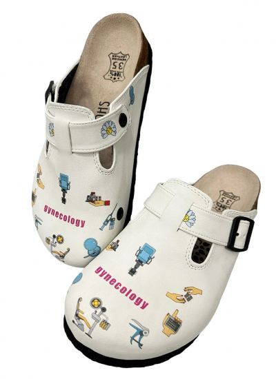 Patterned women clogs A118 - MEDICAL - WHITE