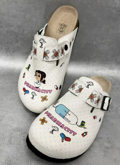 Patterned women clogs A026 - MEDICAL - WHITE