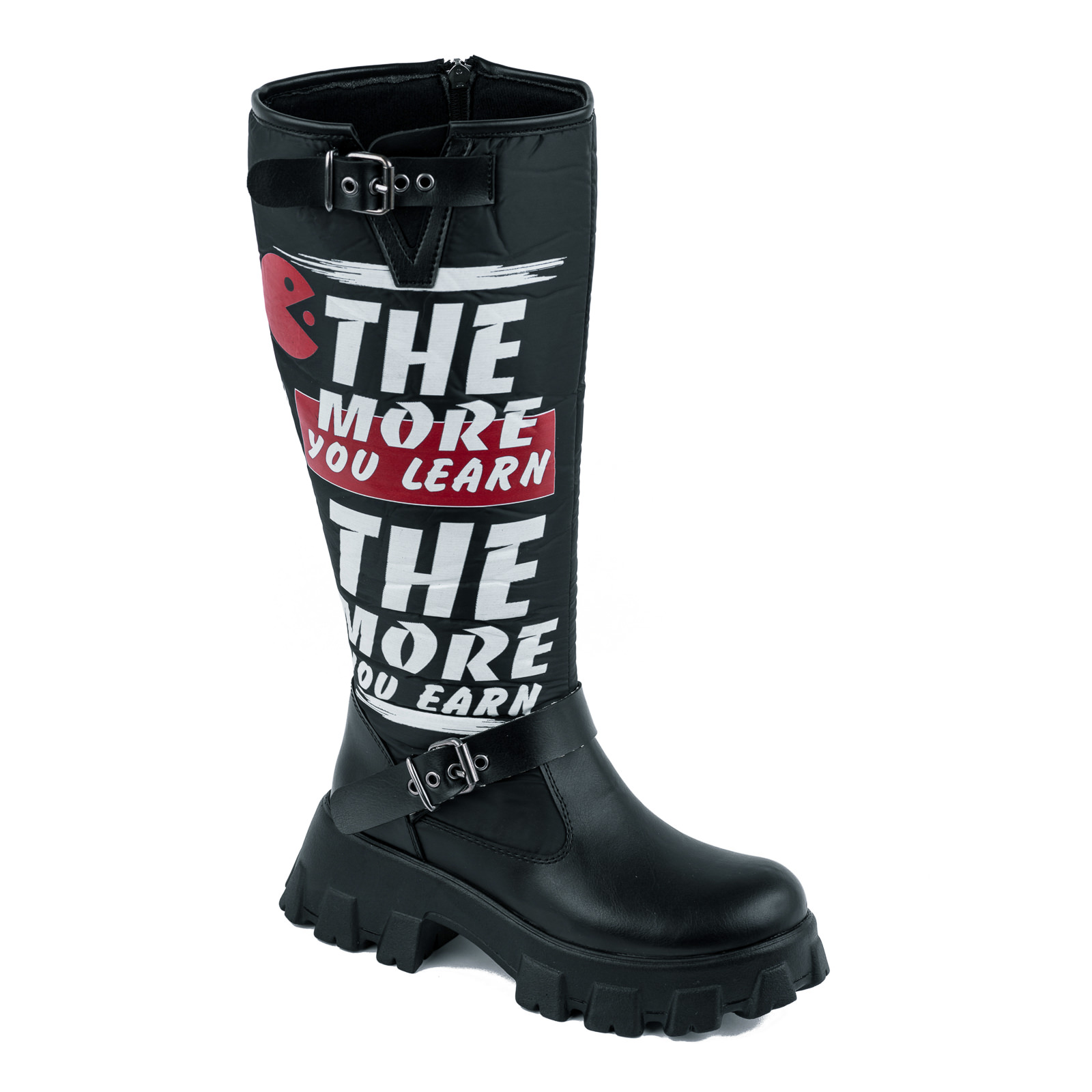 WATERPROOF BOOTS WITH INSCRIPTIONS - BLACK
