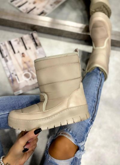 TEXAPORE ANKLE BOOTS WITH VELCRO BAND - LIGHT BEIGE