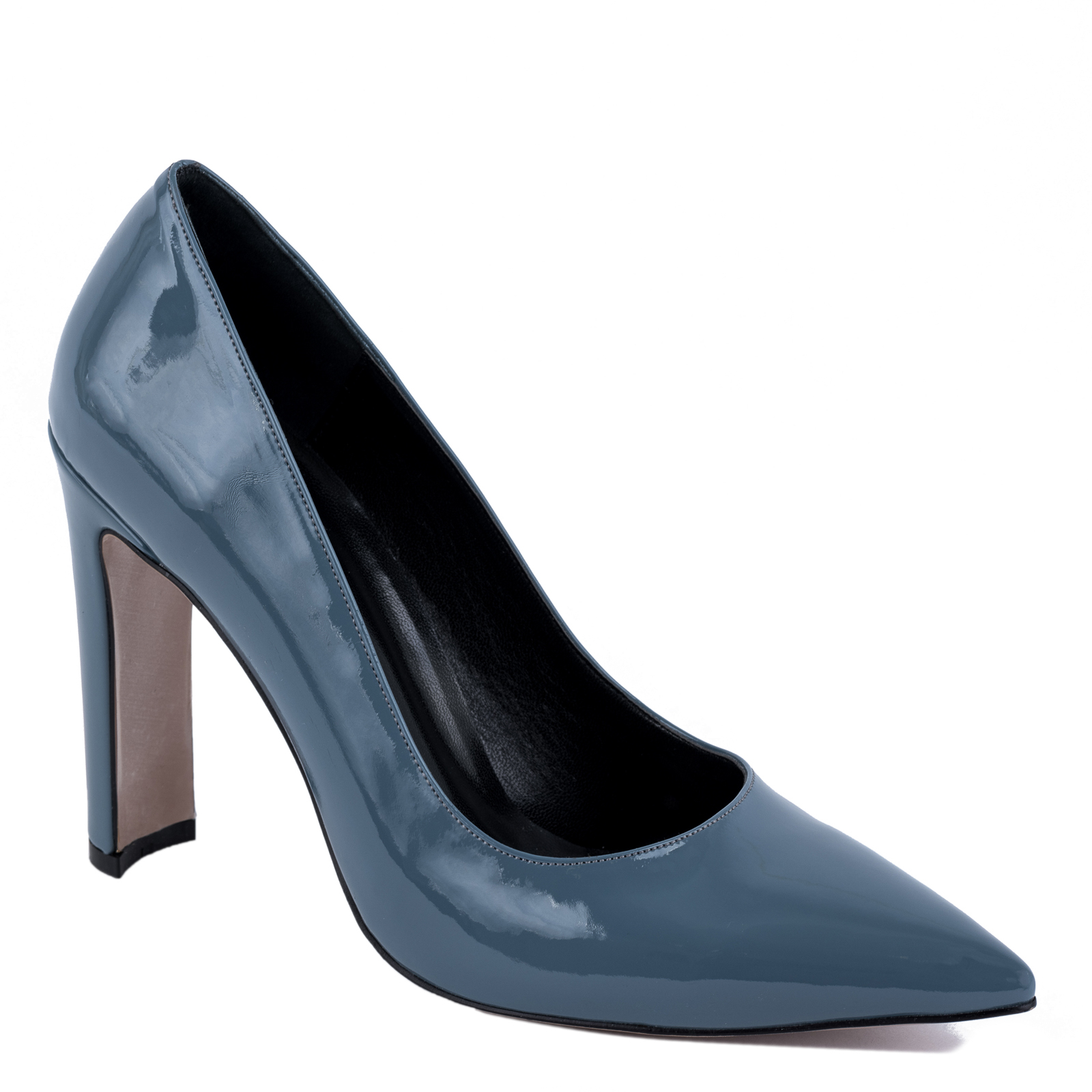 PATENT POINTED STILLETO SHOES WITH THIN HEEL - BLUE