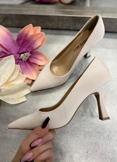 POINTED STILETTO SHOES WITH THIN HEEL - BEIGE
