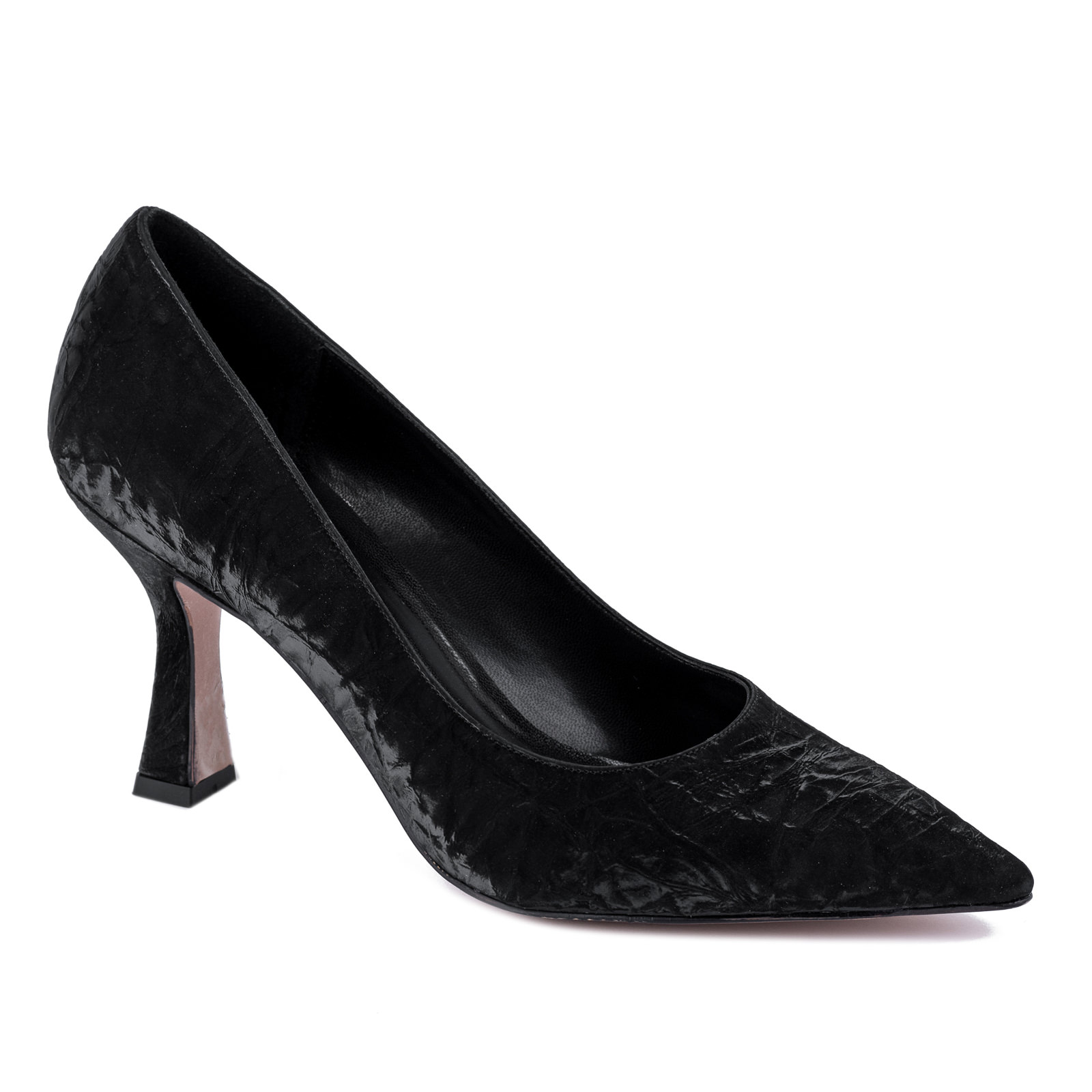 PATENT STILLETO SHOES WITH THIN HEEL - BLACK