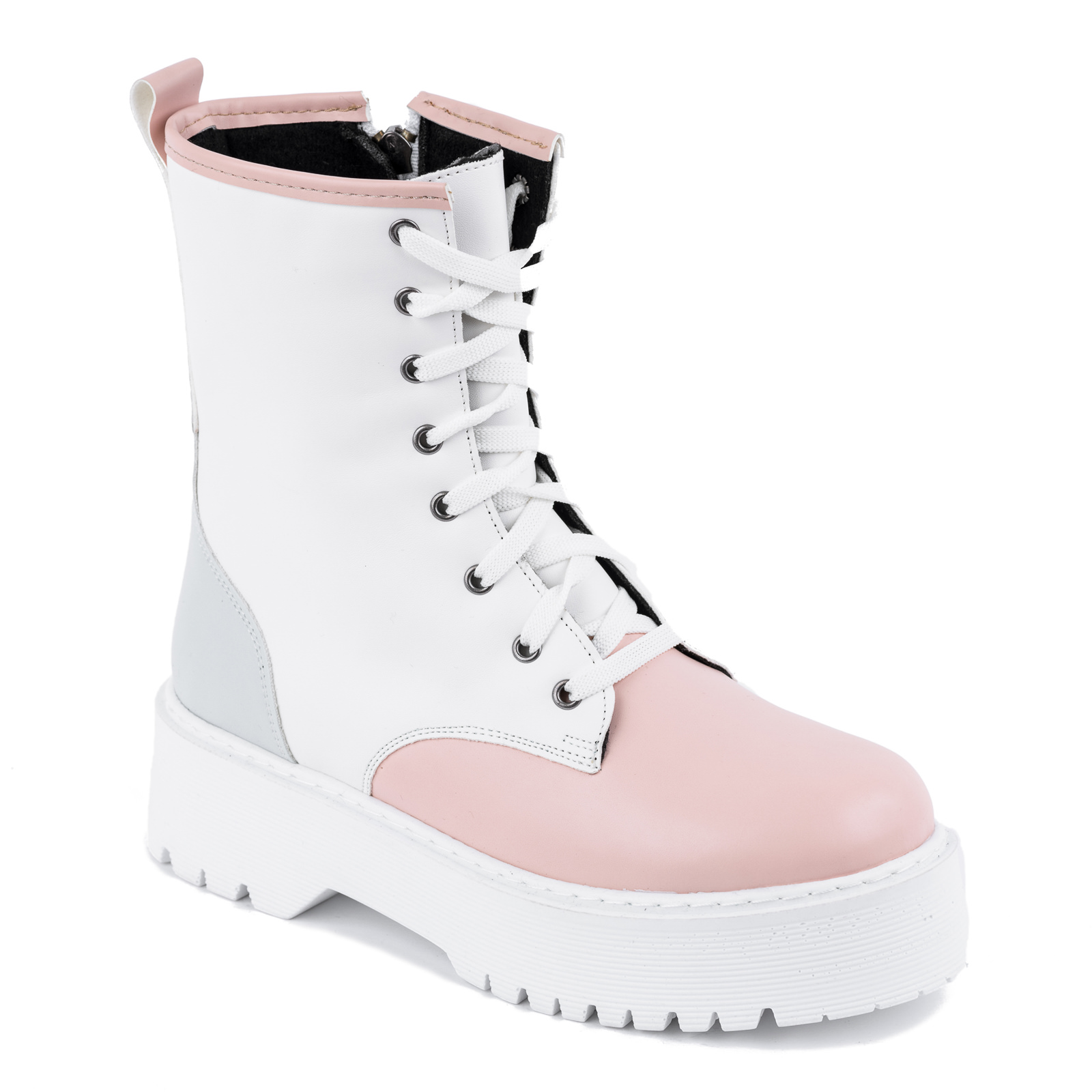 MARTIN BOOTS WITH WHITE SOLE - WHITE/BLUE/ROSE